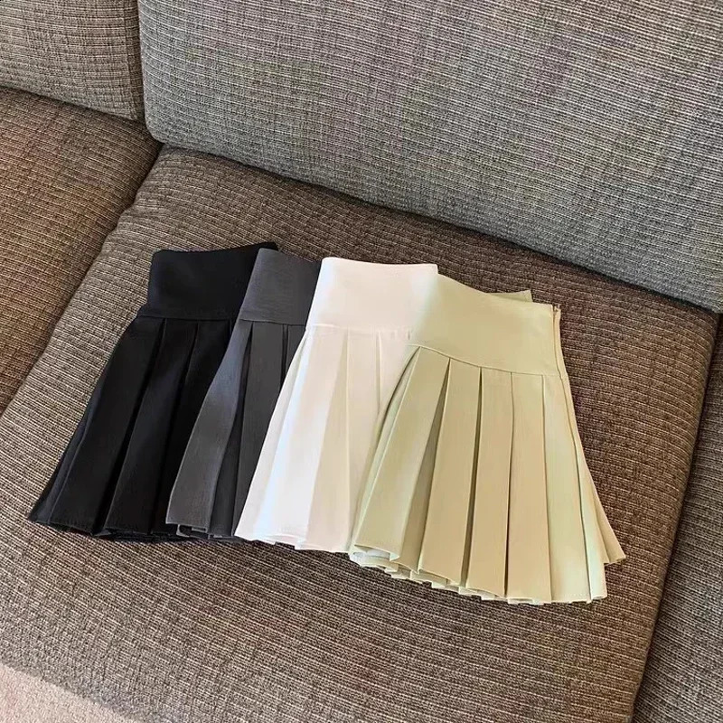 Spring Girls High Waisted A-Line White Pleated Skirt Childrens Clothing Fashionable Girl Half Body Skirt Baby Kids Short Skirt 250206