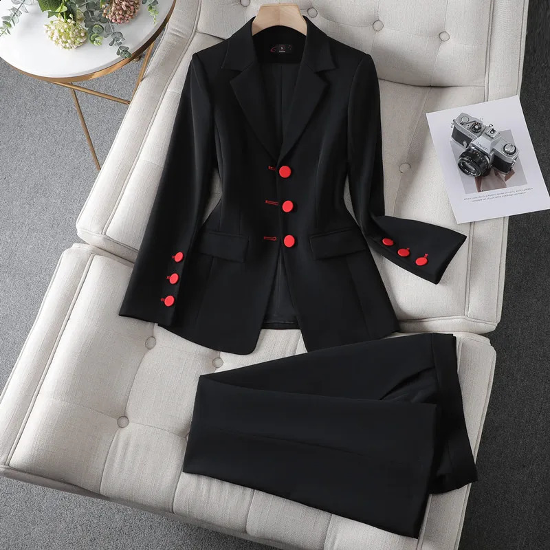 Apricot Suits Women Autumn High End Fashion Business Temperament Slim Blazer And Flare Pants Office Ladies Work Wear 250206