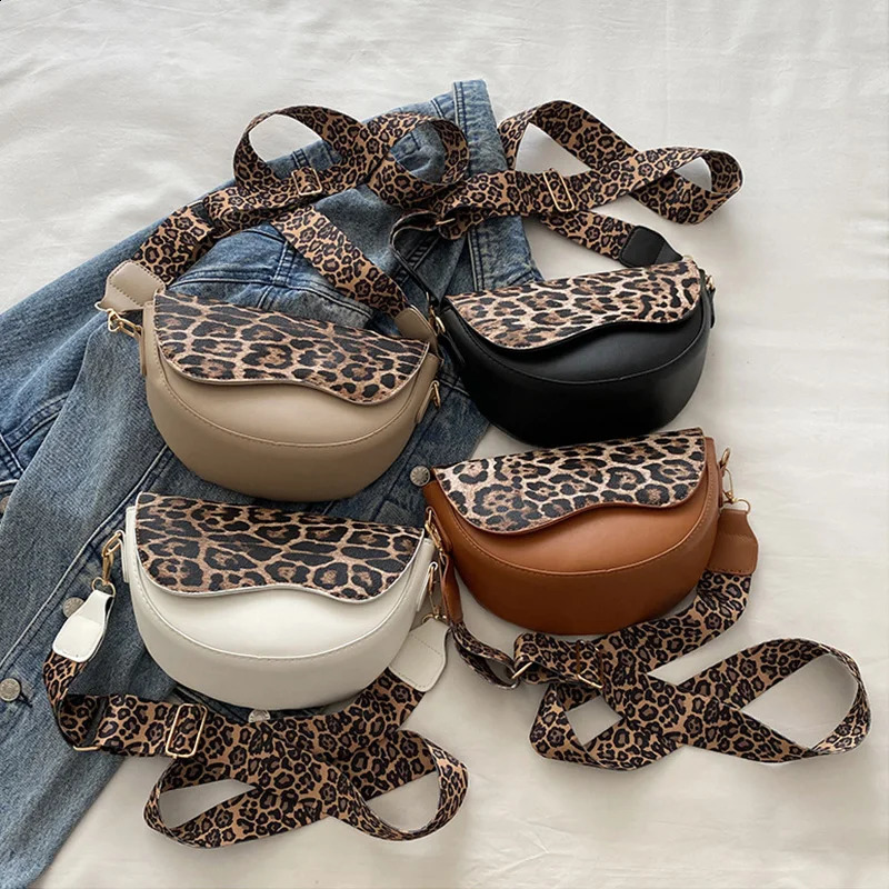 Wide Strap Leopard Print Crossbody Bags For Women Fashion Shoulder Bag For Daily Used Versatile Ladies Handbags 250206