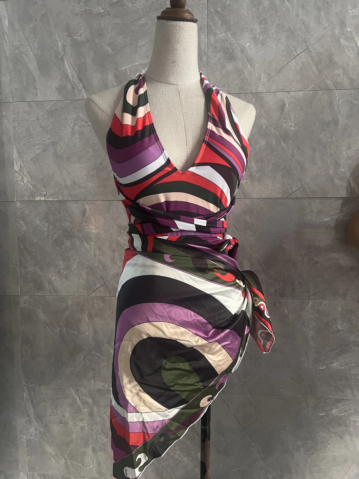 Scarf Bikini Women Swimwear One Piece Beachwear 250121