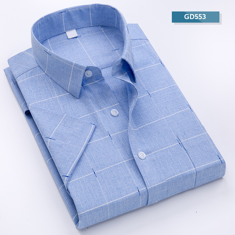 Thin Fashion Casual Shirts 9 Color Summer Short Sleeve Shirt Men's Slim Young Plaid Shirt Tops Overshirt XXXXL Blouse