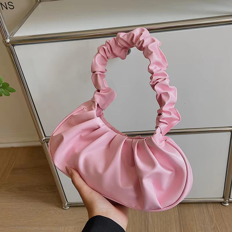 Fashion Pleated Handlebags For Women PU Cloud Leisure Armpit Bag Shopping Shoulder Dumpg Handbag Female Hand Bags PU Cartoon
