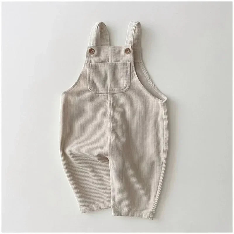 Autumn Baby Boy Solid Casual Overalls Girls Children Floral Suspenders Jumpsuit Kid Loose Cotton Denim Pants Infant Trouser 250206