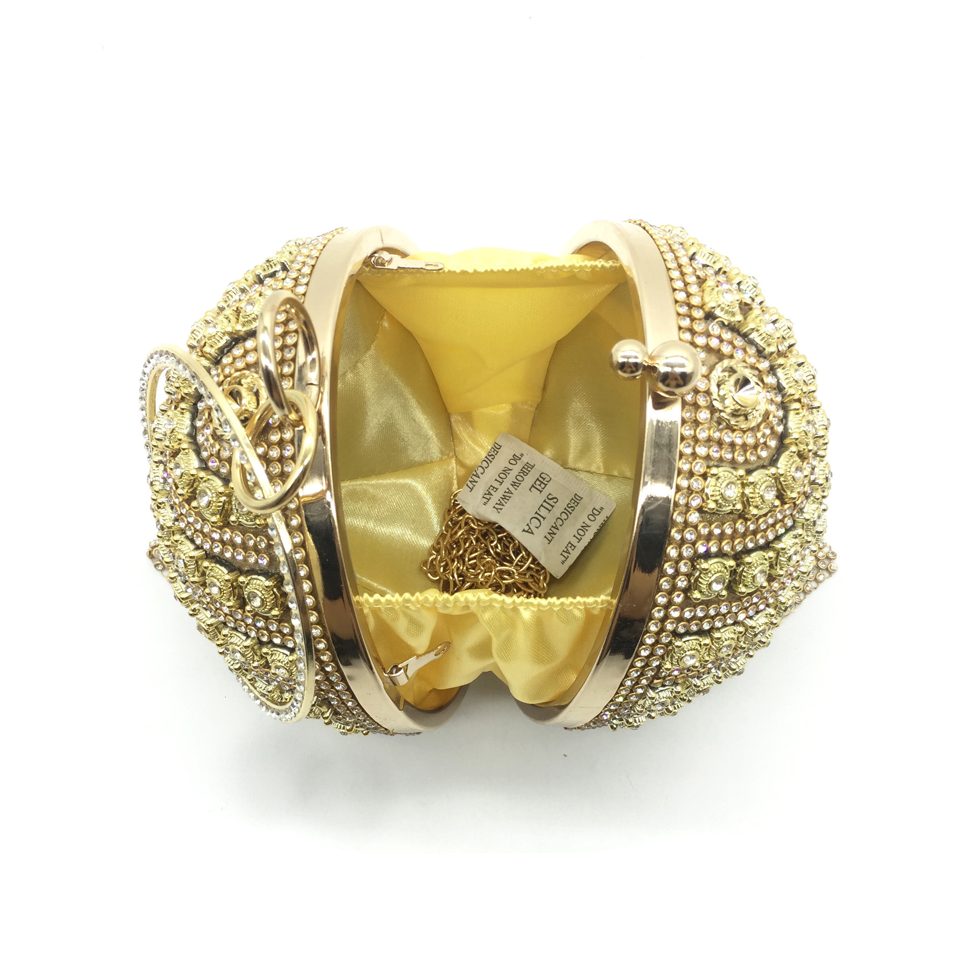 Clutch Ball Dinner Metal Handmade Evening With Diamond Small Round Bag