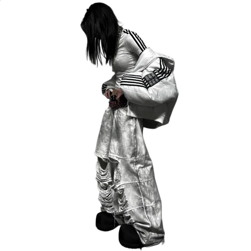 Y2K Punk Destroyed Jeans Stacked Seams Dirty Effect Men Women Streetwear Vintage Hip Hop Heavyweight Super Loose Mopping Pants 250206