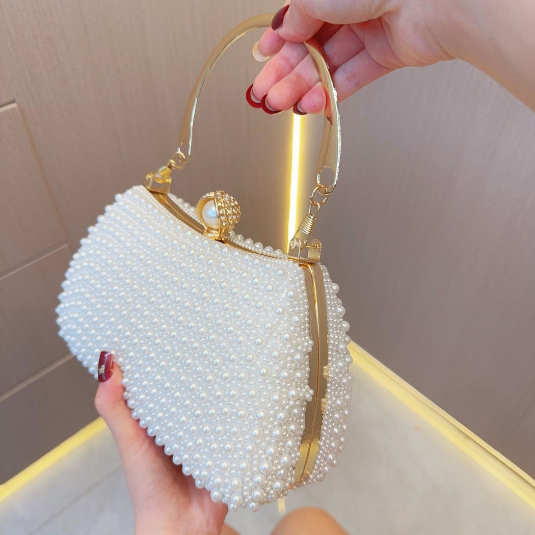 Chic Pearl-Adorned Evening Handbag Perfect Accessory for Birthday Banquets and Bridal Events