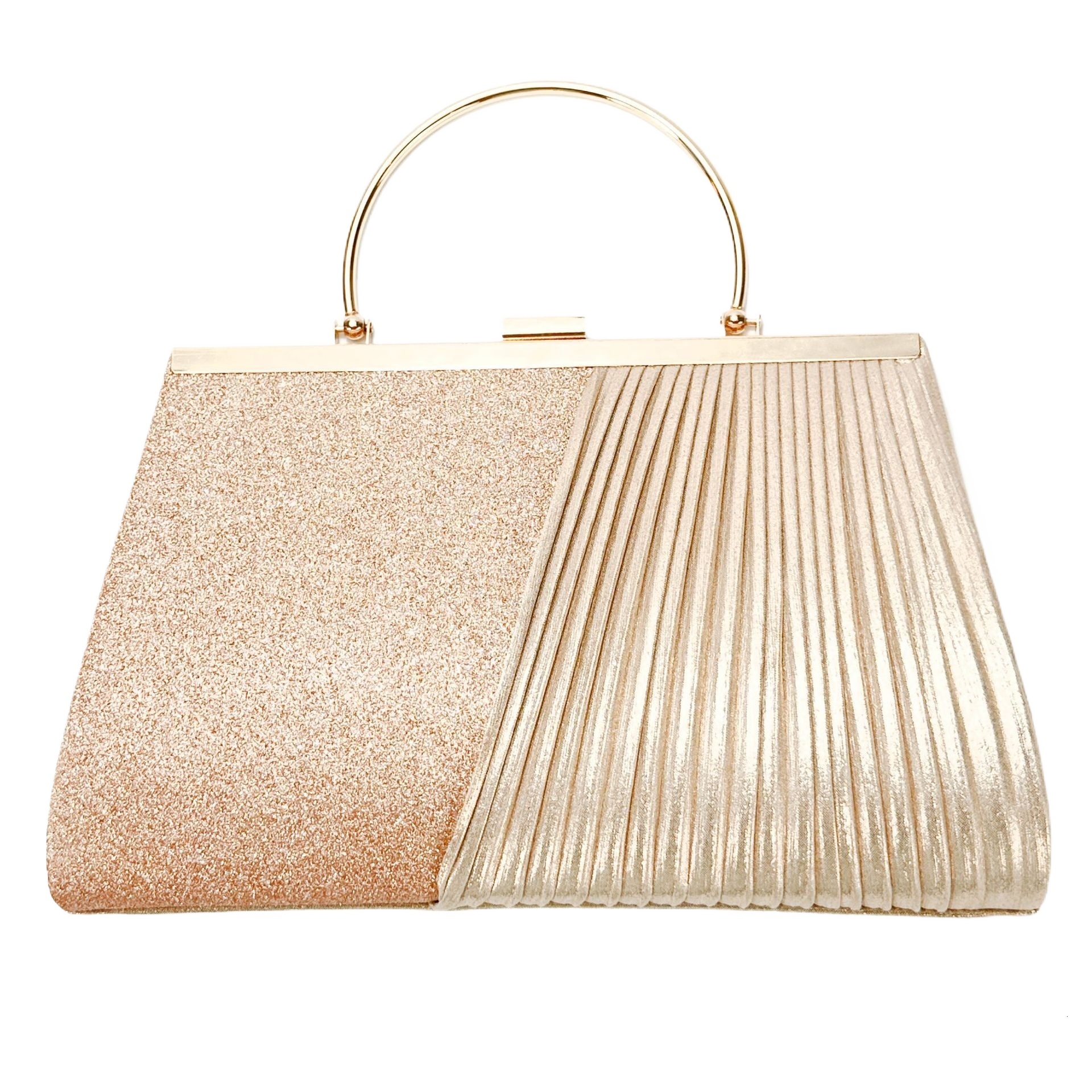 Banquet Women's Handbag, Cross Body Fashionable Pleated Bag, Cover, Triangular Metal Edge, Handheld Evening Bag