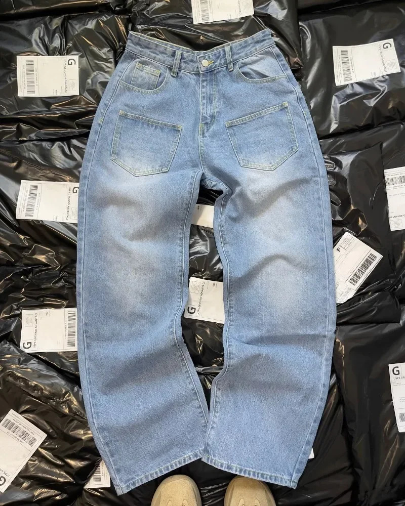 Streetwear Jeans Y2k Hip Hop Rock Cherry Blossom Pattern Loose Jeans Men and Women Harajuku Retro Gothic Fashion Wide Leg Jeans 250206