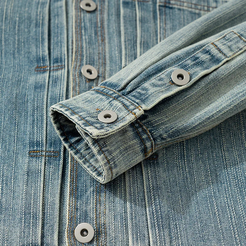 Autumn Japanese Streetwear Vintage Denim Jacket Men Loose Casual Denim Hooded Coat Jeans Jacket Cowboy Spring Outerwear 250206