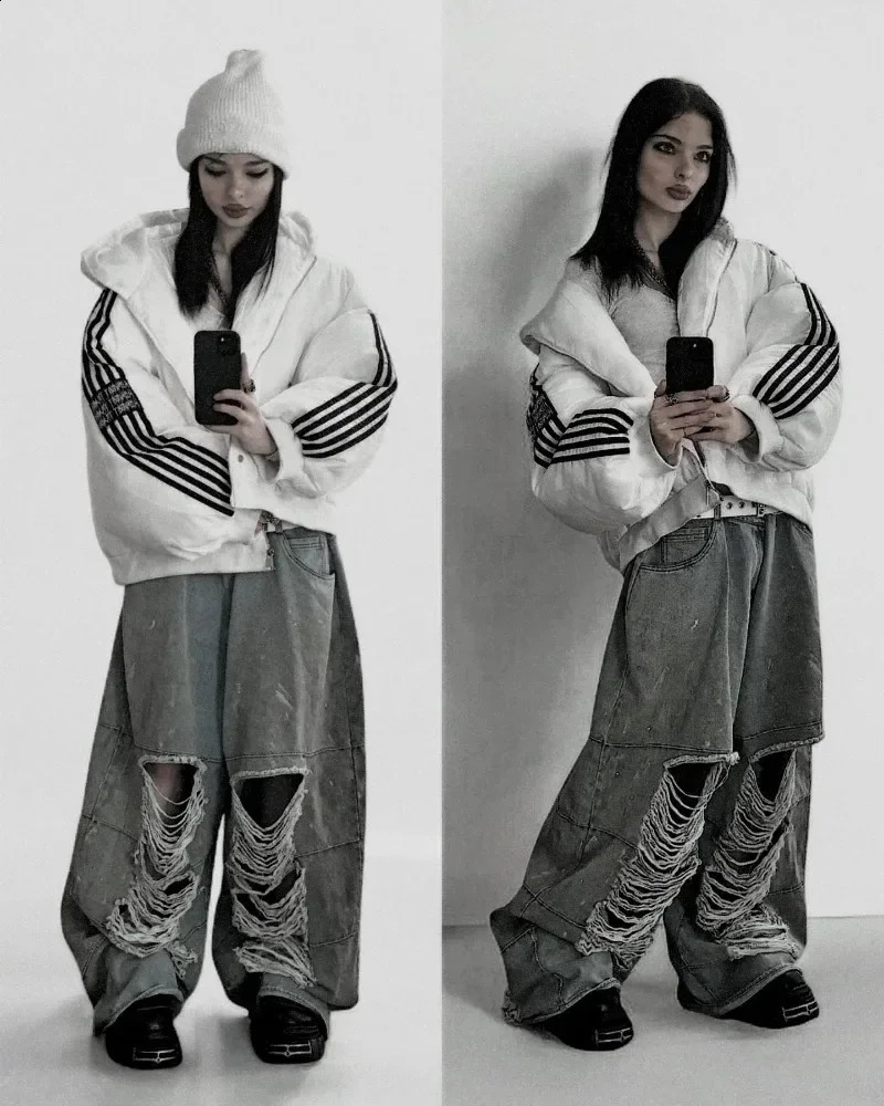 Y2K Baggy Jeans vintage American washed ripped high quality jeans streetwear Goth men women Hip Hop punk Casual wide leg Jeans 250206