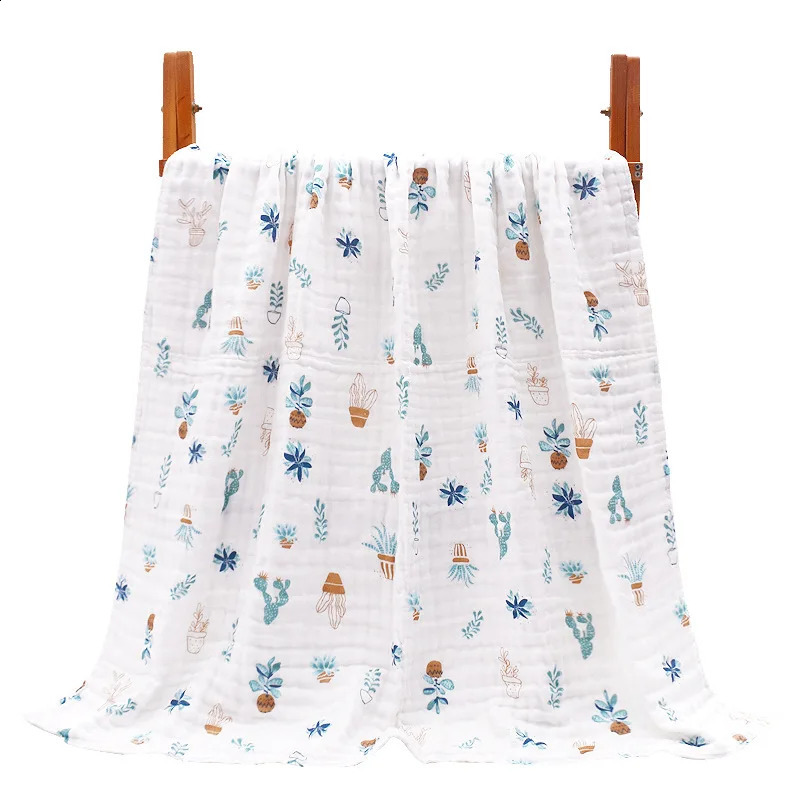 110x110CM Baby Bath Towels Blanket Throw for born 6 Layers Cotton Gauze Infant Swaddle Kids Bathing Towel 250117