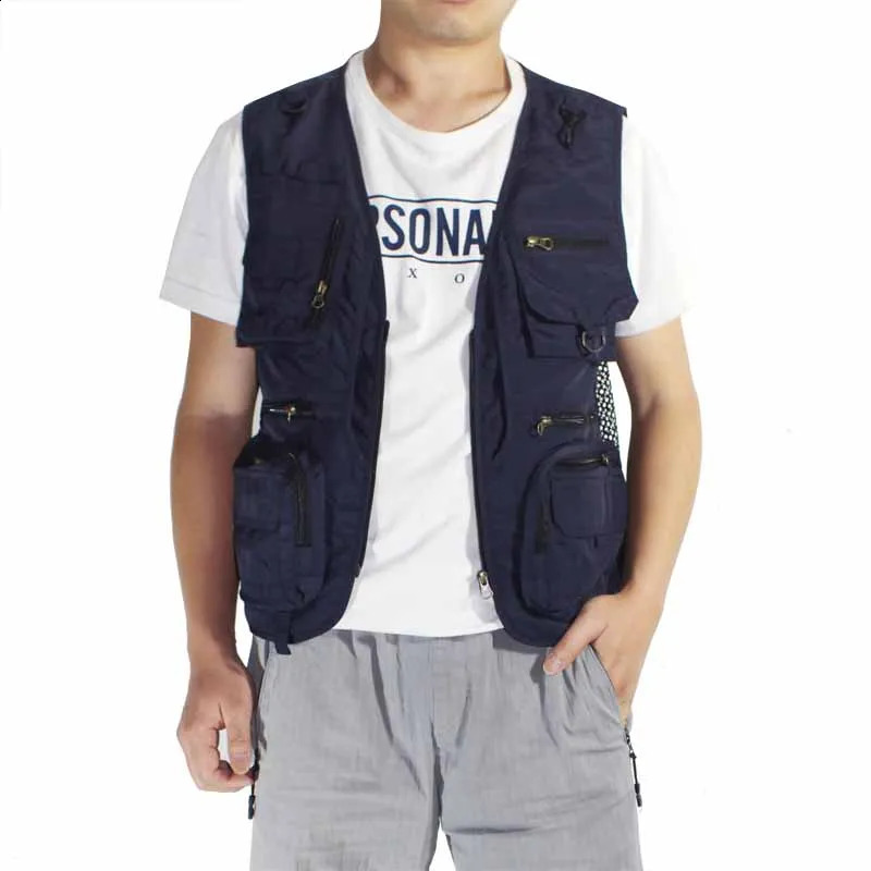 Multi pocket vest mens vest outdoor sports fishing journalist pography casual mens volunteer vest 250206