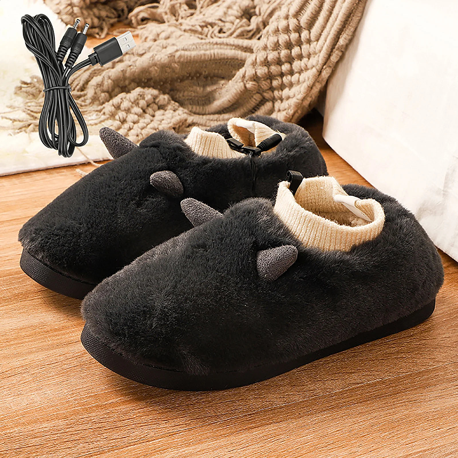 Heated Feet Warmer USB Foot Warmers Winter Shoes Plush Cute Removable And Washable Slippers 250120
