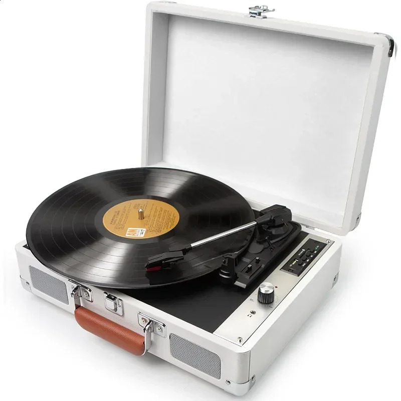 Retro portable handheld vinyl recording player turntable three speed adjustable Bluetooth 5.0 cube audio output tocadiscos 250113
