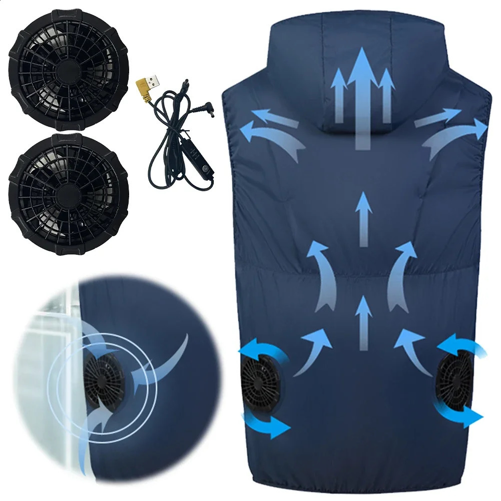 Cool Vest Wearable Cooling Fan Vest Air-conditioned Clothes 3-Speed Adjustment Fan for High Temperature Work Hiking Fishing Vest 250206