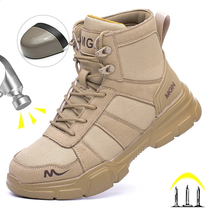 Work Boots Indestructible Safety Shoes Men Steel Toe Shoes Puncture-Proof Protective Footwear Non Slip Construction Shoes 250120