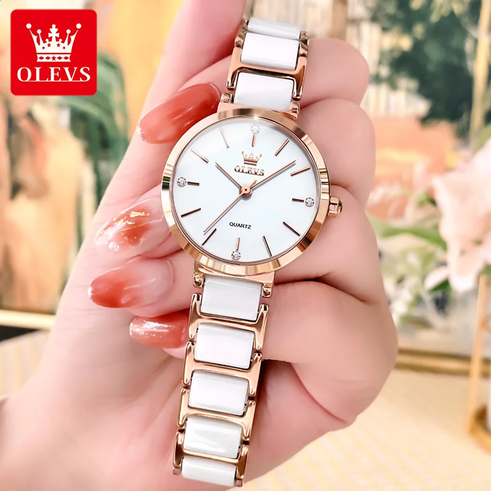 OLEVS Women Watches Ceramic Tape Japanese Movement Quartz Watch for Lady Gift Bracelet Fashion Versatile Exquisite 250121