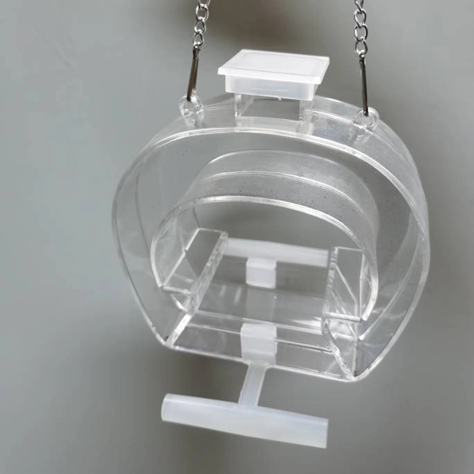 Acrylic Hanging Bird Feeder with Perch Clear with Hanging Chain Birdhouse Food Bowl Bird Feeding for Garden Outdoor Yard Balcony 250121