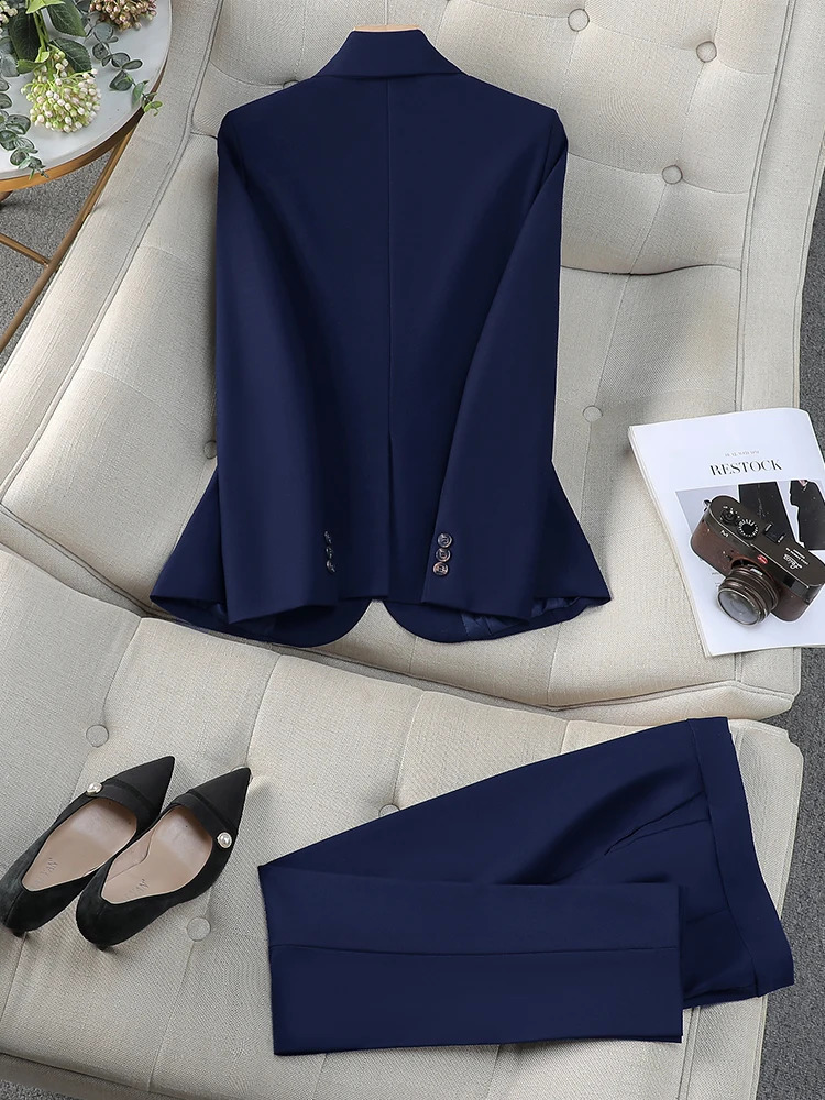 Women Vest Blazer Jacket and Pant Suit Pink Blue Apricot Office Ladies Business Work Career Wear Formal 3 Pieces Set 250206
