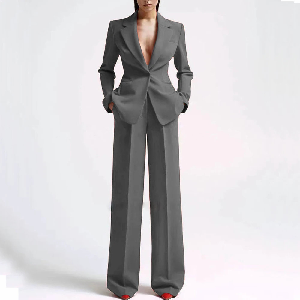 Formal Women Suits Office Slim Fit Ladies 2 Pcs BlazerPants Set Blazer Lady Business Work Wear Party Dress Trouser With Pocket 250206