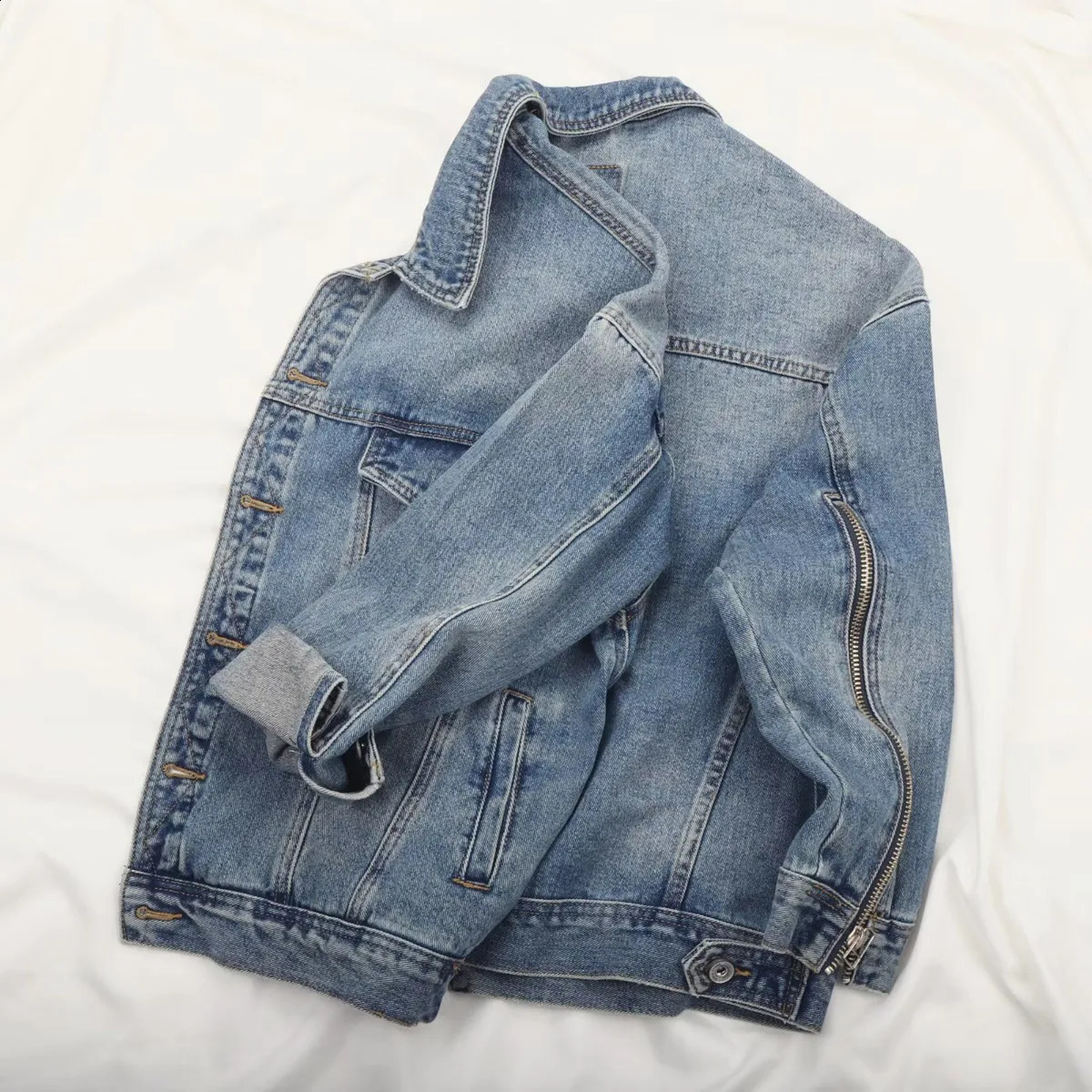 Vintage Cowboy Denim Jacket Men Trendy Loose Spring Autumn Men Casual Handsome Personalized Long Sleeve Jeans Jacket Coat 250206