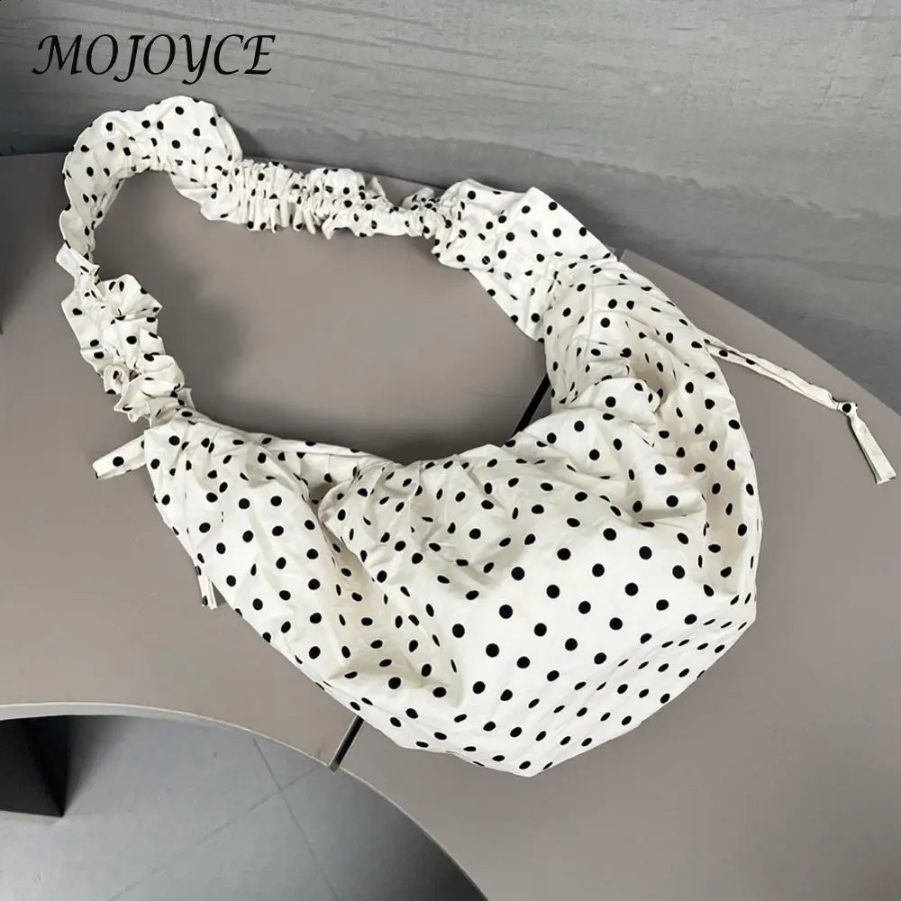Women Retro Polka Dot Large Capacity Shoulder Bag Versatile Tote for Fashionable Outdoor Travel and Daily Use 250206
