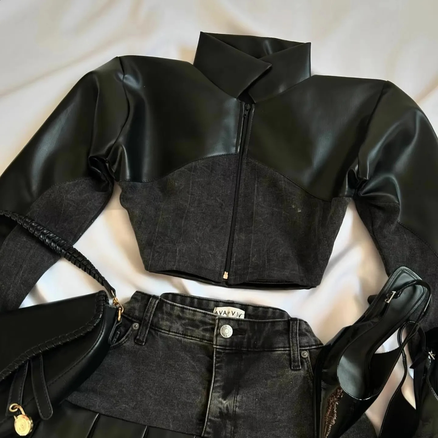 Harajuku Fashion Denim Two Piece Set Y2K Women Sweetheart Light Blue Bow Sleeveless Tube Top Camisole Lace Hip Mini Skirt 250120