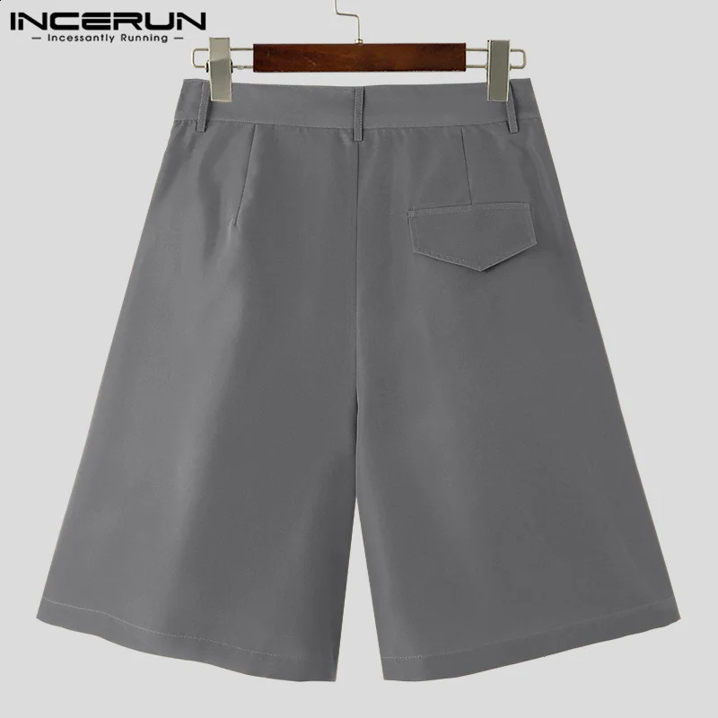 INCERUN 2024 Korean Style Mens Shorts Loose Pleated Design Wide Leg Pants Casual Streetwear Solid Comfortable Shorts S-5XL 250108
