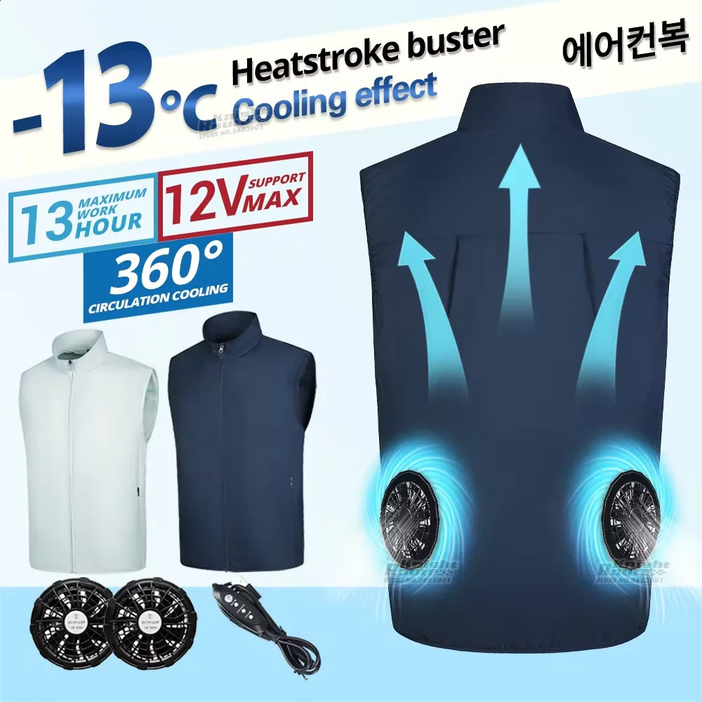 Cooling Vest Ice Fan Vest Heat Resistant Air Conditioner Clothes 3 Gears Breathable Wearable Cooling Fan Vest for Camping Hiking 250206
