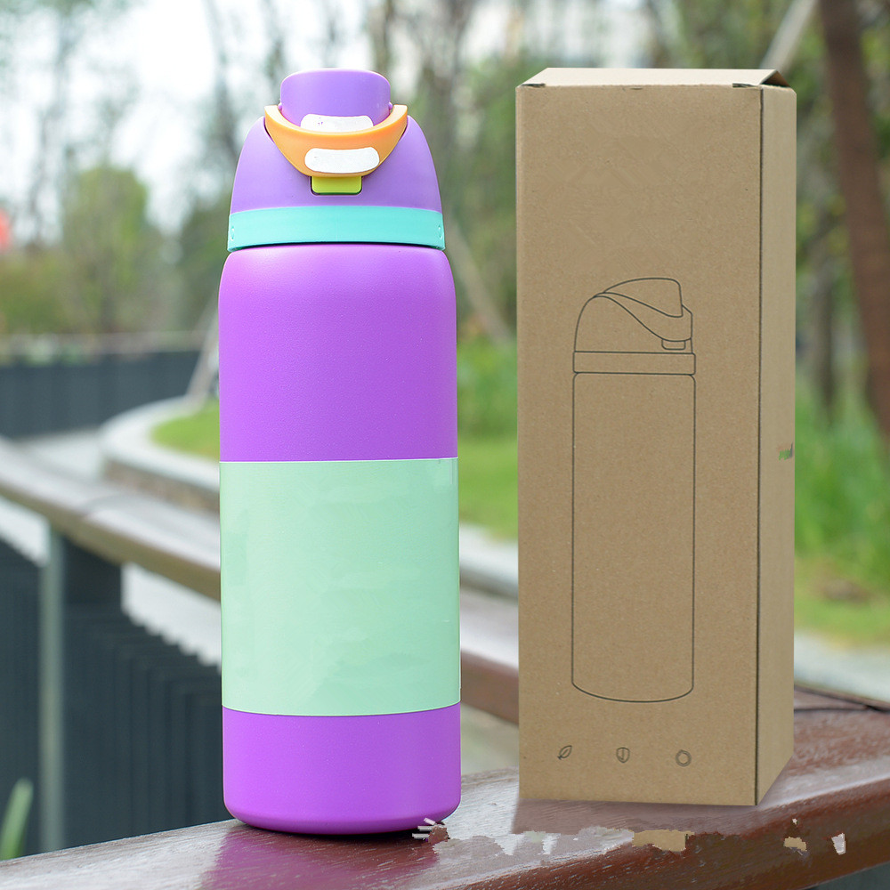 24 OZ 32 Oz Insulated Water Bottles with Straw Stainless Steel Tumblers Cups BPA-Free Sports Drinking Mugs Great for Travel 0423