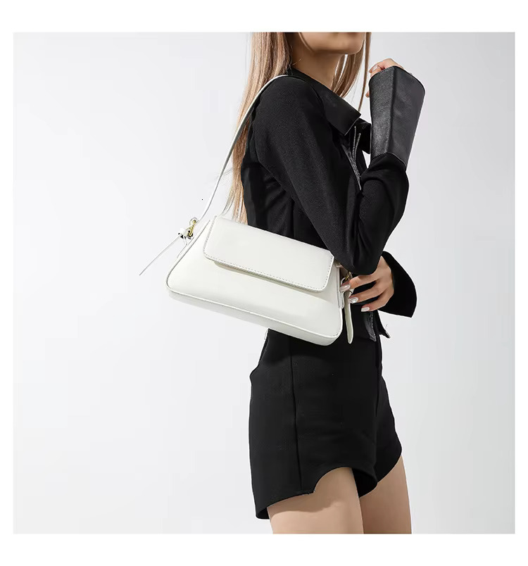 Retro Solid Color Shoulder Bags For Women Winter PU Leather Lady Underarm Bag Vintage Handbags And Purse PU Vintage