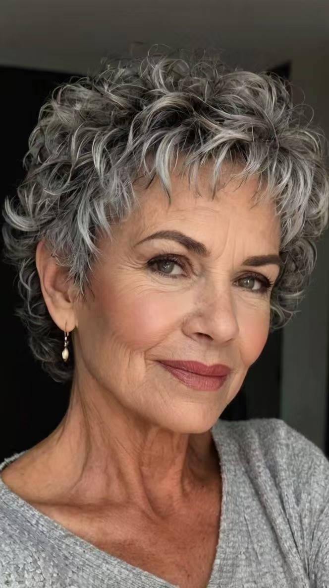 Salt and pepper silver grey raw virgin human full lace wig custom european Short bob pixie curls 5x5 hd 13A