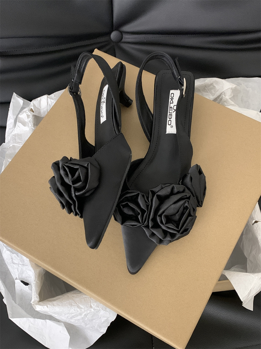2025 new spring and summer pointy flower sandal fairy shoes socialite party shoes all dress shoes