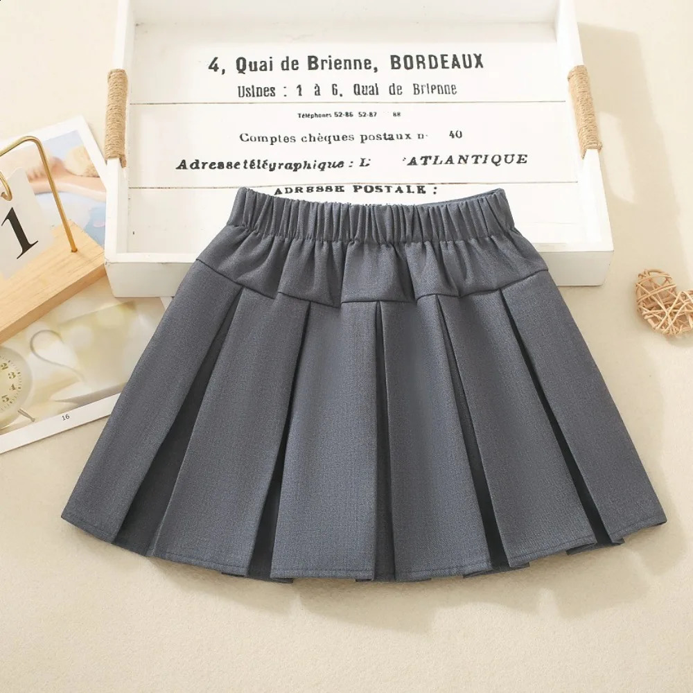 4918 Girls Solid Color Pleated Skirt Autumn Little Girls Skirt Korean Childrens College Style Skirt 250206