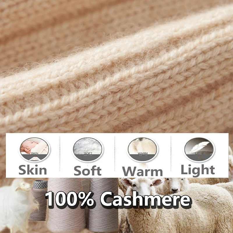 Womens Winte Hat 100% Cashmere Knitted Beanies Pattern Solid Color Warm Soft Cashmere Bonnet Y2k Street Skullies Cap 250120
