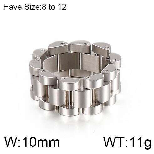 Fashion gold rings men's ring designer watch chain ring hip-hop jewelry stainless steel ring