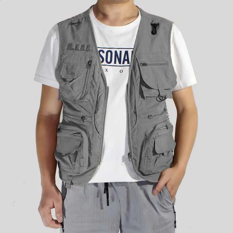Multi pocket vest mens vest outdoor sports fishing journalist pography casual mens volunteer vest 250206