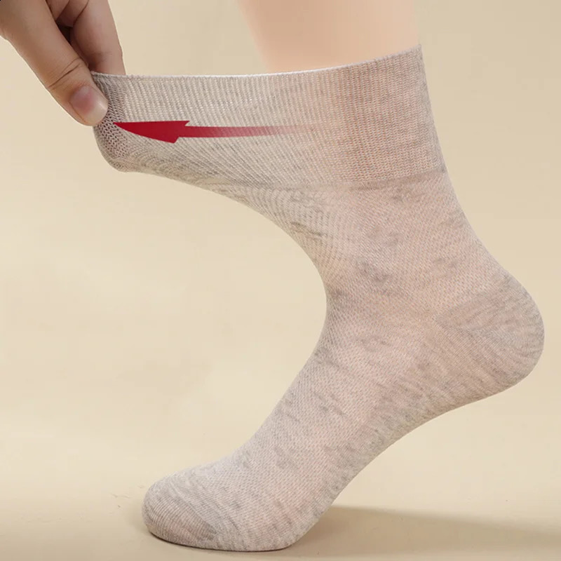 10pcs=5 Pairs High Elasticity Prevent Varicose Veins Socks Women Mens Diabetics Patients Cotton Loose Plus Size Prue Color Socks 250121