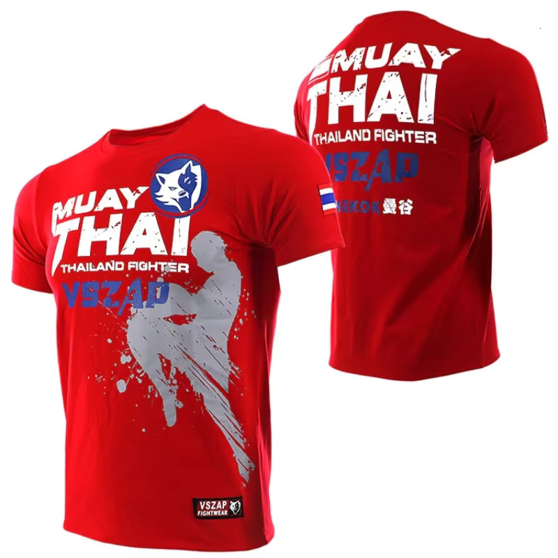 Fashion Muay Thai Tee Running Fitness Sport T-shirt For Men Outdoor Boxing Wrestling Tracksuits Summer Mens Clothing Sweatshirt