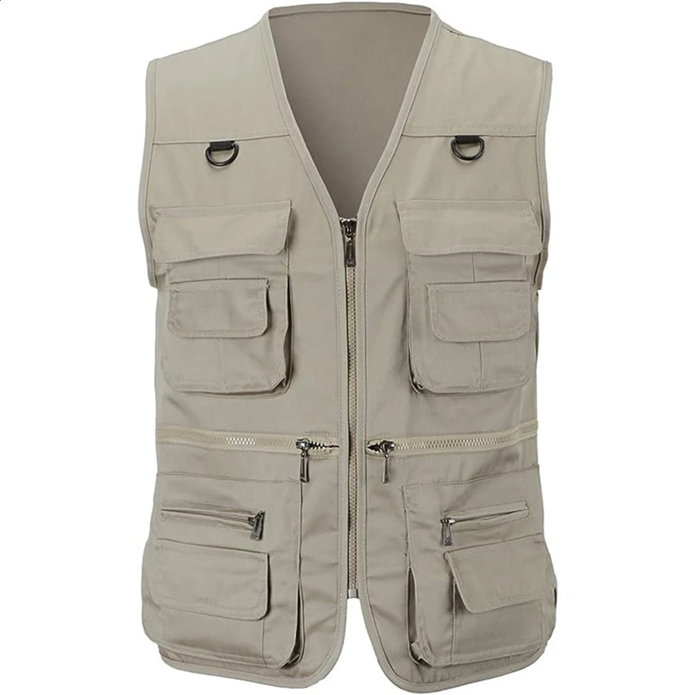 Summer Men Tactical Hiking Fishing Vest Multi-pocket Pographer Waistcoat Outdoor Leisure Male Thin Cargo Jacket Vests S-6XL 250206