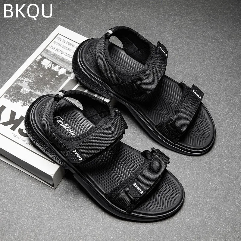 Mens Casual Outside Wear Beach Shoes Summer Sandals Flat Heels Breathable Youth Comfortable Waterproof Non-slip Light 250206