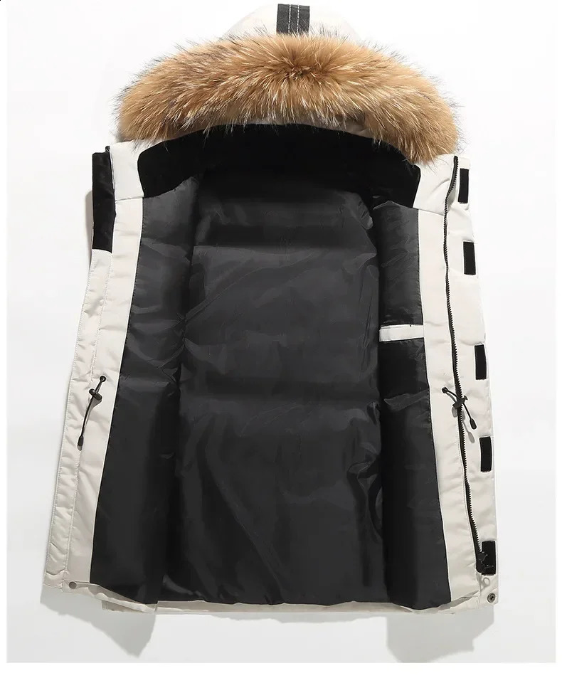 Winter mens down jacket high quality white youth thick cargo lovers coat 4XL 250109Z