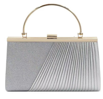 Banquet Women's Handbag, Cross Body Fashionable Pleated Bag, Cover, Triangular Metal Edge, Handheld Evening Bag