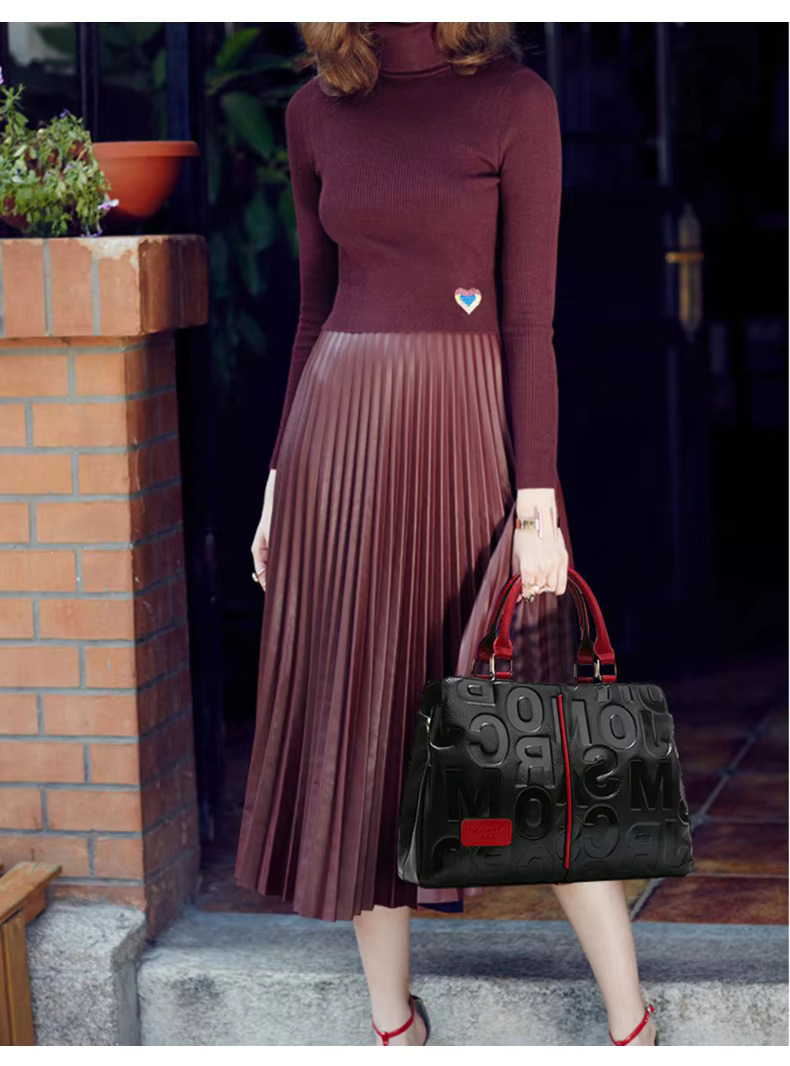 Aidrani 2024 Genuine leather New High Quality Cowhide Women's Handbag Fashion Letter Printed Large Bag