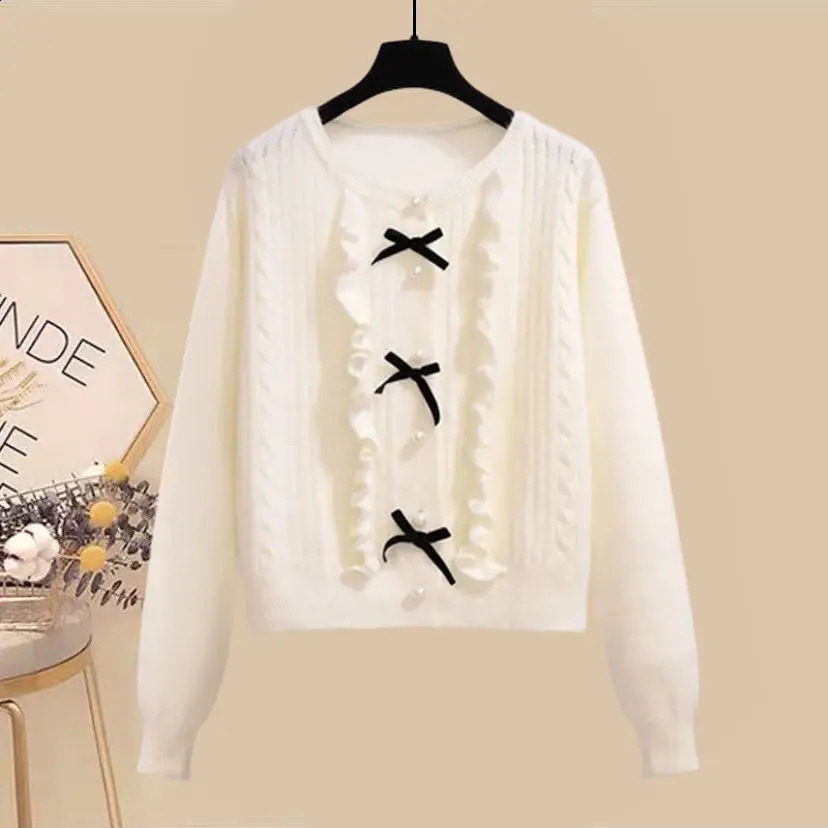 Spring and Autumn Set Womens Korean Style Slim Knitted Sweater Fish Tail Half Skirt Two Piece Fashion 250120