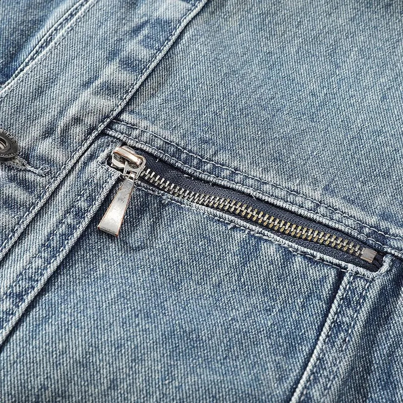 Autumn Denim Vest Men Sleeveless Vintage Moto Biker Jean Jacket Coat Fashion Casual Mens Stand Collar Denim Waistcoat Streetwear 250206