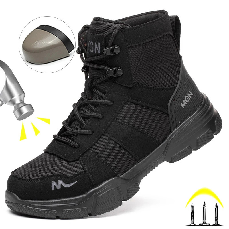 Work Boots Indestructible Safety Shoes Men Steel Toe Shoes Puncture-Proof Protective Footwear Non Slip Construction Shoes 250120