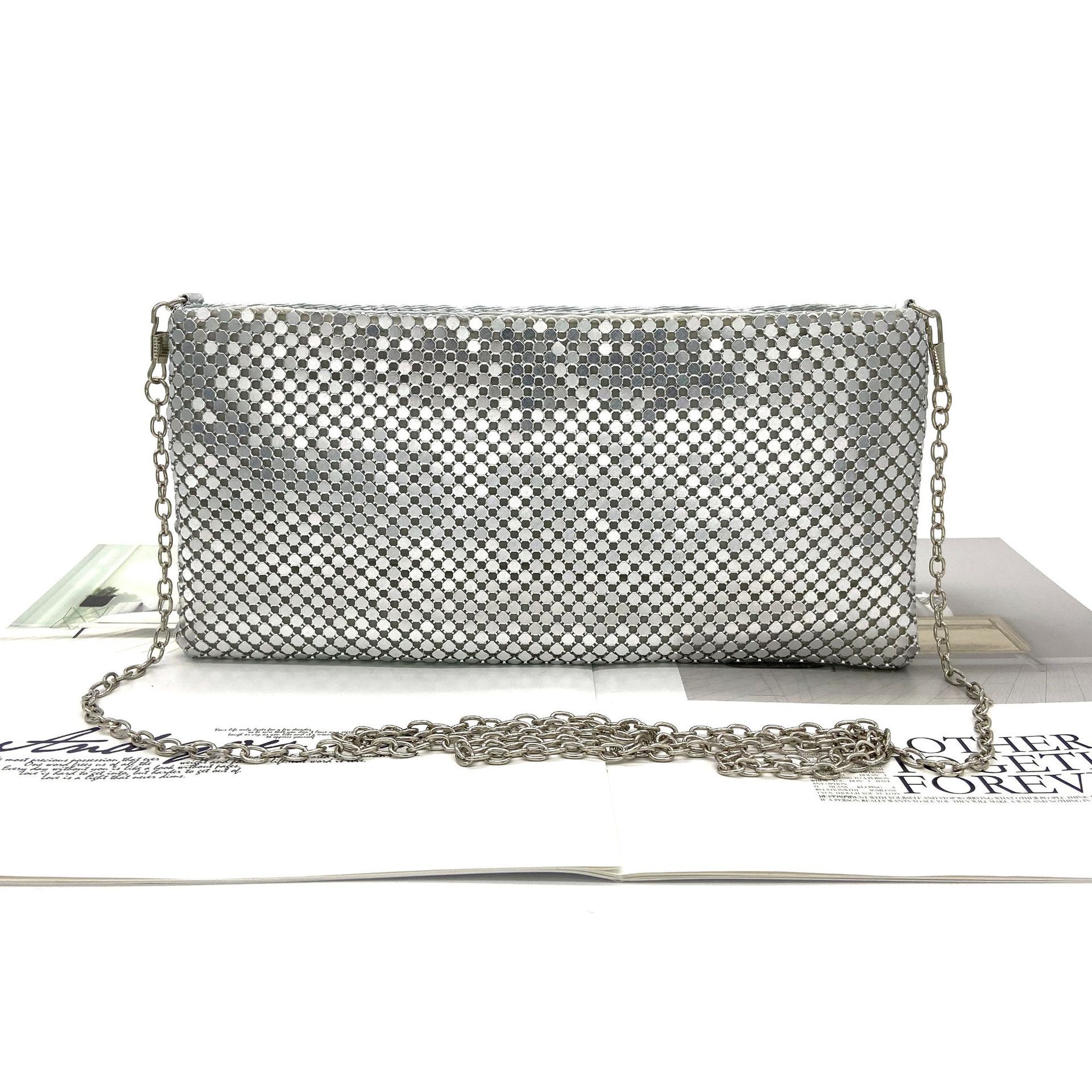 New Sequin Hand-Held Party Gown, Aluminum Foil Dinner Handbag, Change Phone Bag, Clutch Purple