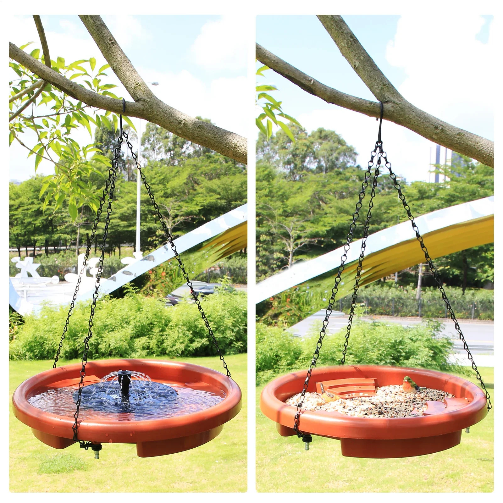Hanging Bird Feeder Garden with Hook Chain Outdoor Drinking Bird Feeder Tray Platform Hanging Bird Bathtub Bird Raising Tool 250121