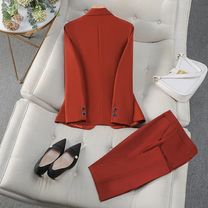 High-end Business Suit Set Small Blazer for WomenSpring and Autumn Slim Fit Simple Professional Suit Formal Wear 250206
